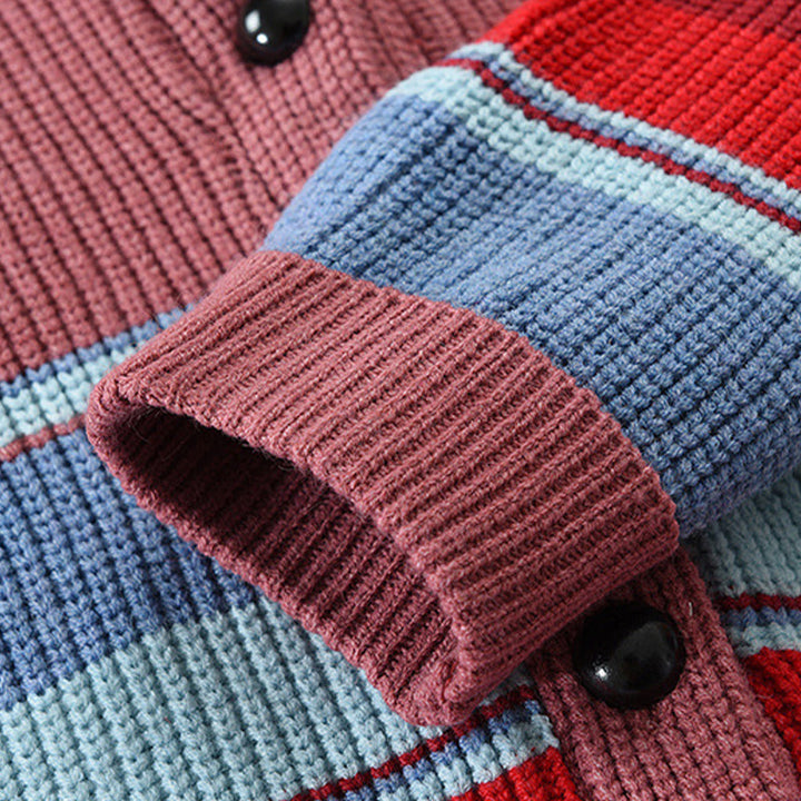 Colorblock Lapel Sweater Jacket