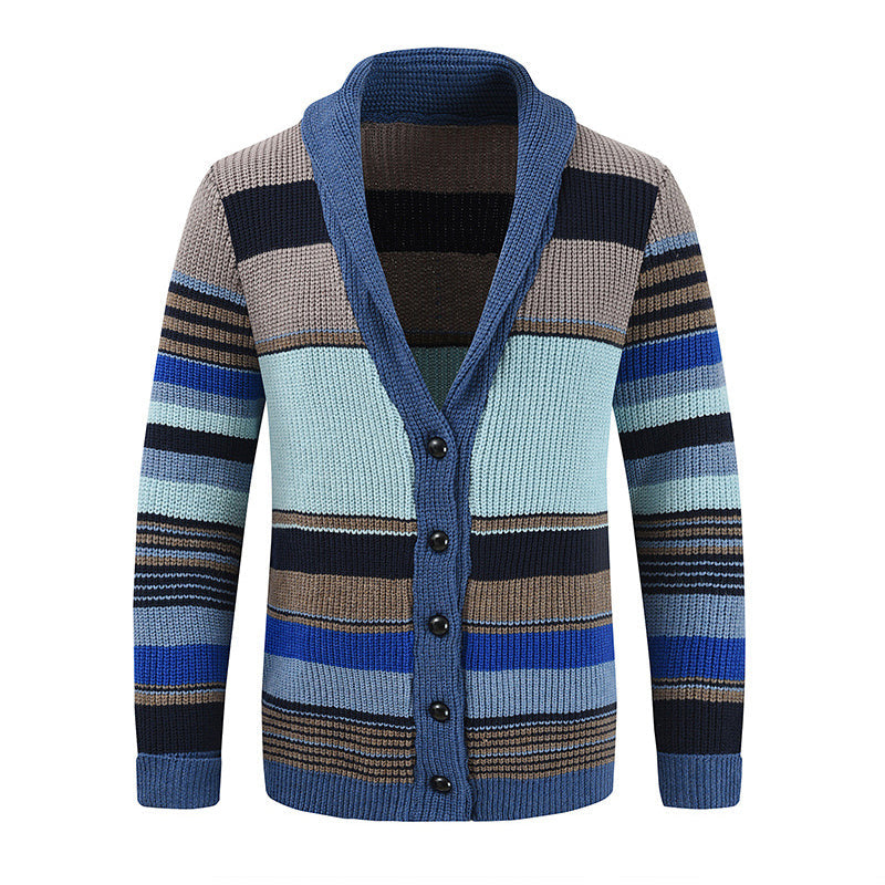 Colorblock Lapel Sweater Jacket