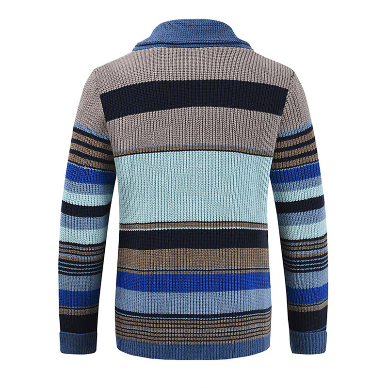 Colorblock Lapel Sweater Jacket