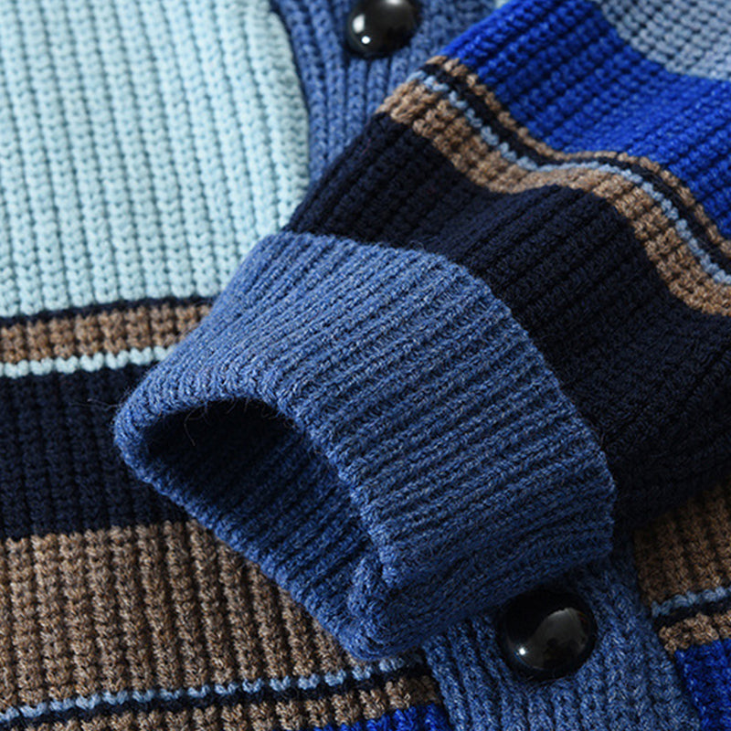 Colorblock Lapel Sweater Jacket