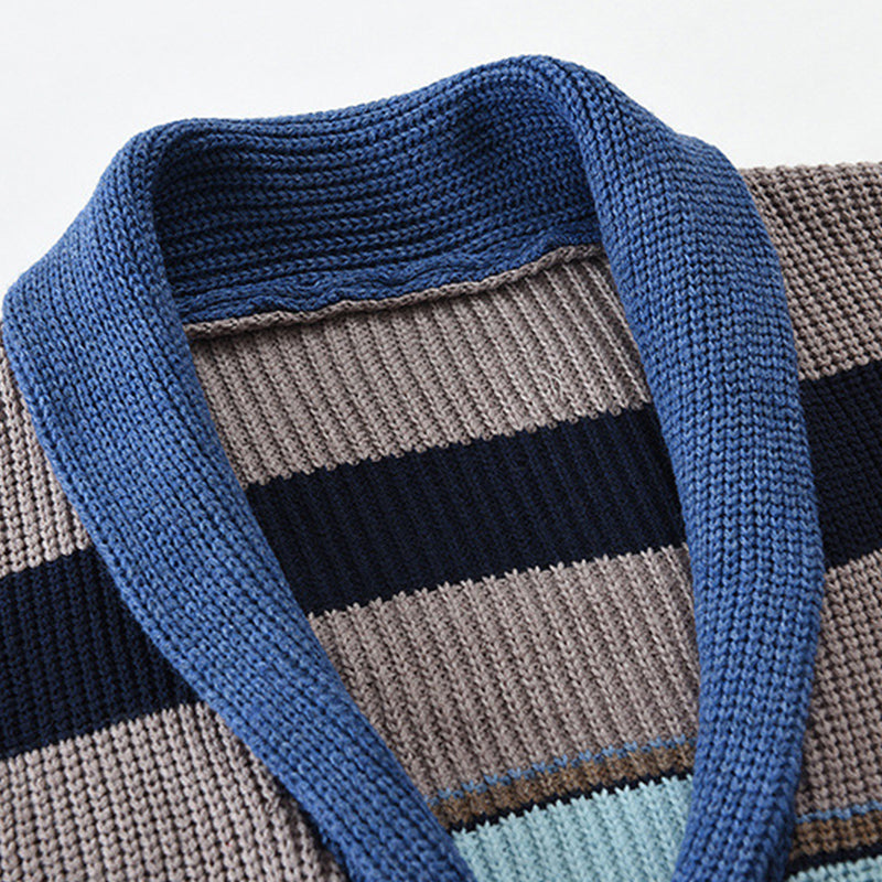 Colorblock Lapel Sweater Jacket