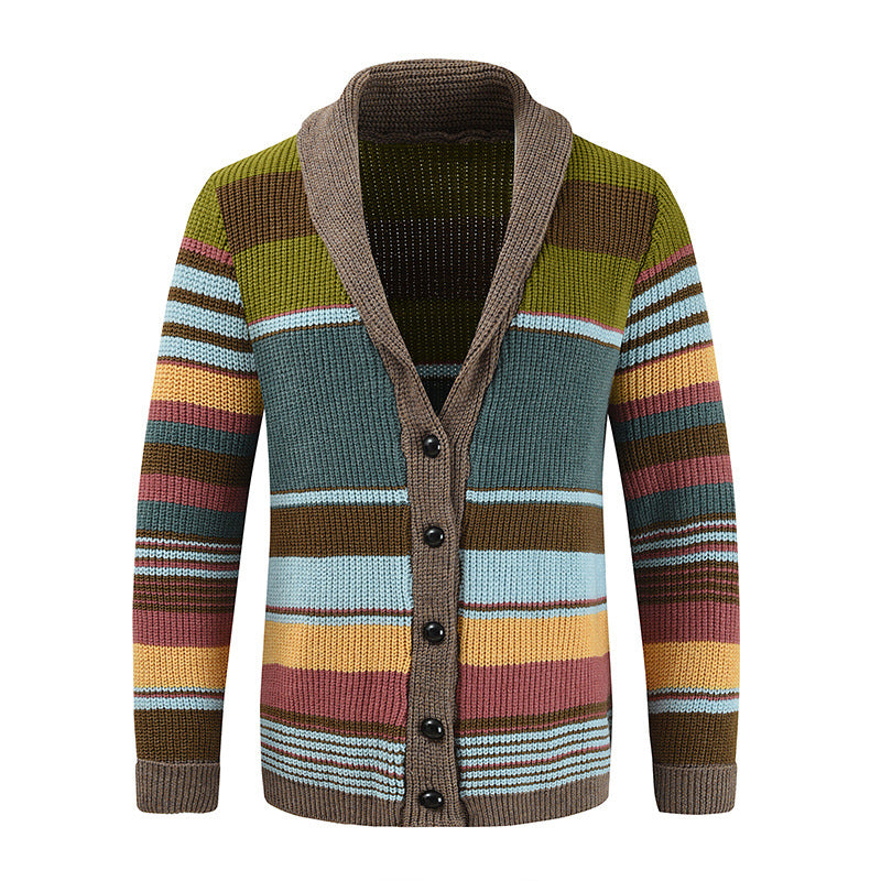 Colorblock Lapel Sweater Jacket