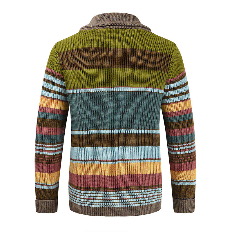 Colorblock Lapel Sweater Jacket