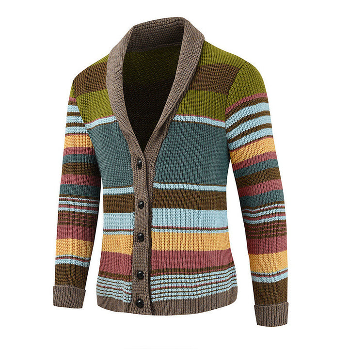 Colorblock Lapel Sweater Jacket