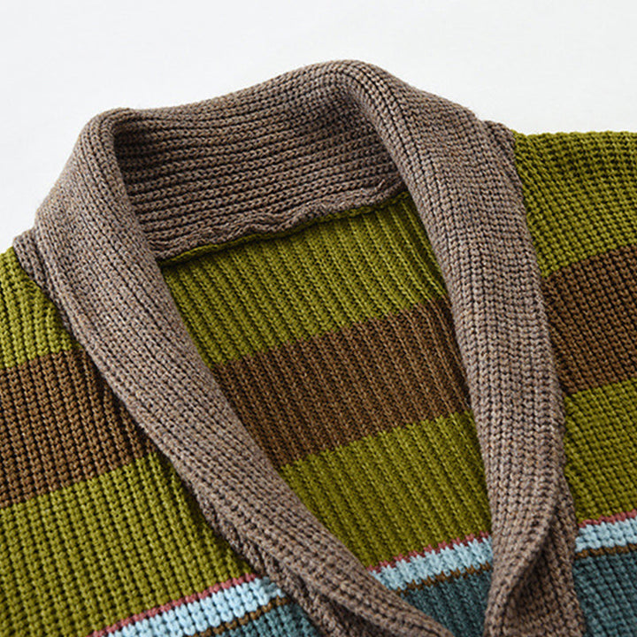 Colorblock Lapel Sweater Jacket