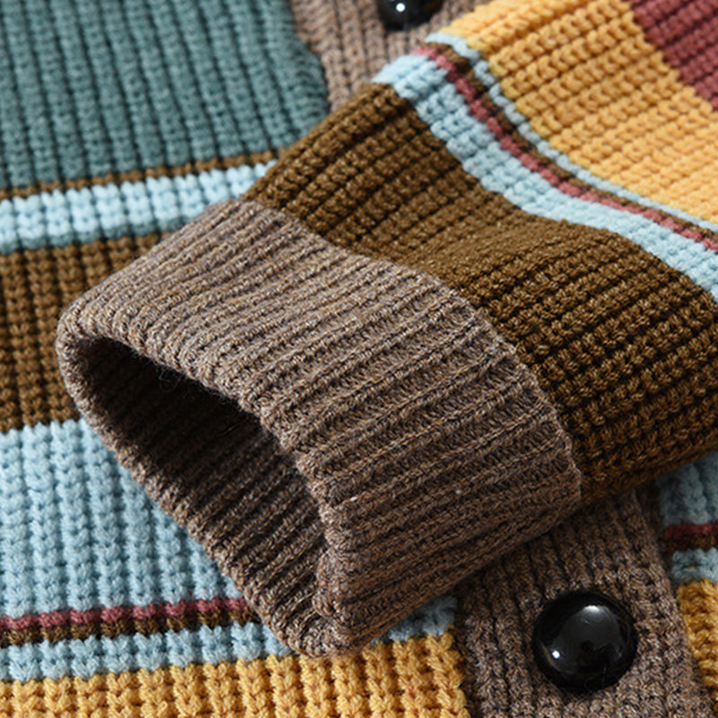 Colorblock Lapel Sweater Jacket