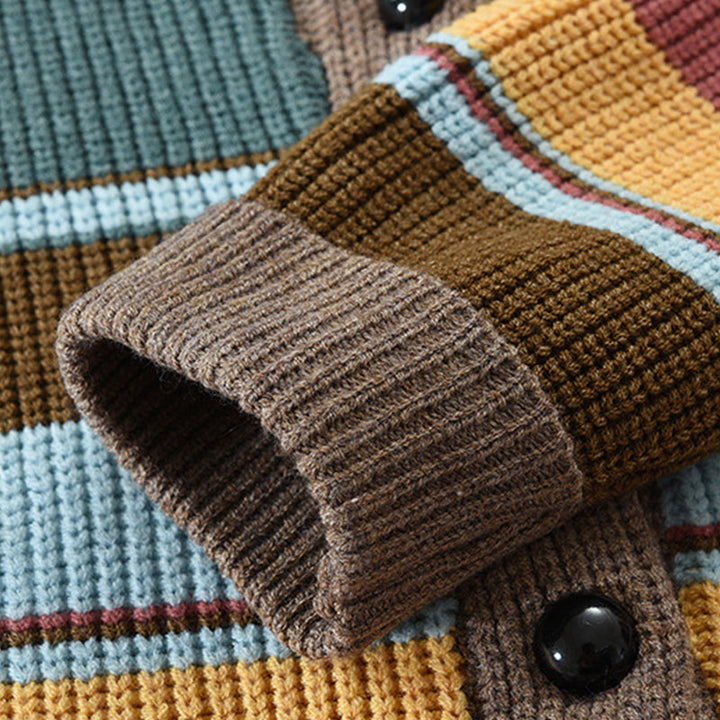 Colorblock Lapel Sweater Jacket
