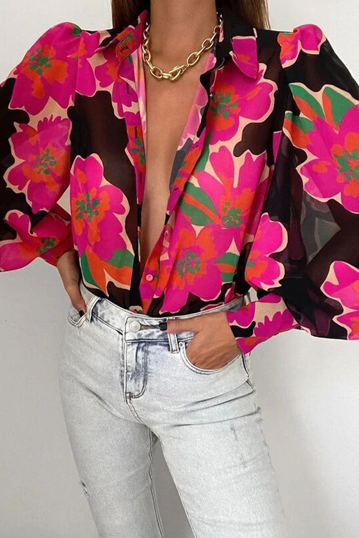 Fiona | Floral Puff Sleeve Blouse for Women