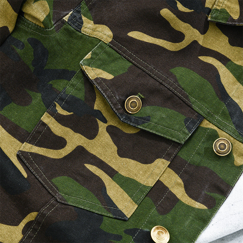 Men's Retro Camouflage Canvas Lapel Jacket