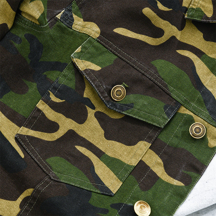 Men's Retro Camouflage Canvas Lapel Jacket
