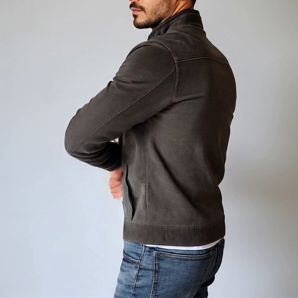 Men's Retro Suede Stand Collar Jacket