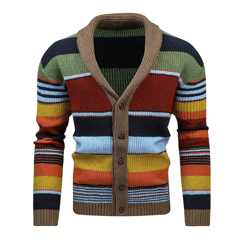 Colorblock Lapel Sweater Jacket