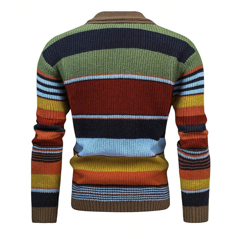 Colorblock Lapel Sweater Jacket