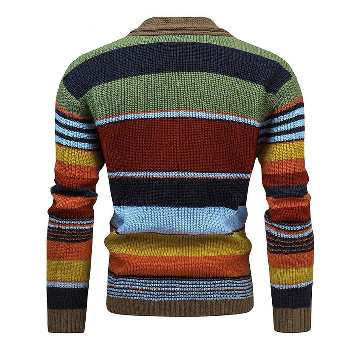 Colorblock Lapel Sweater Jacket