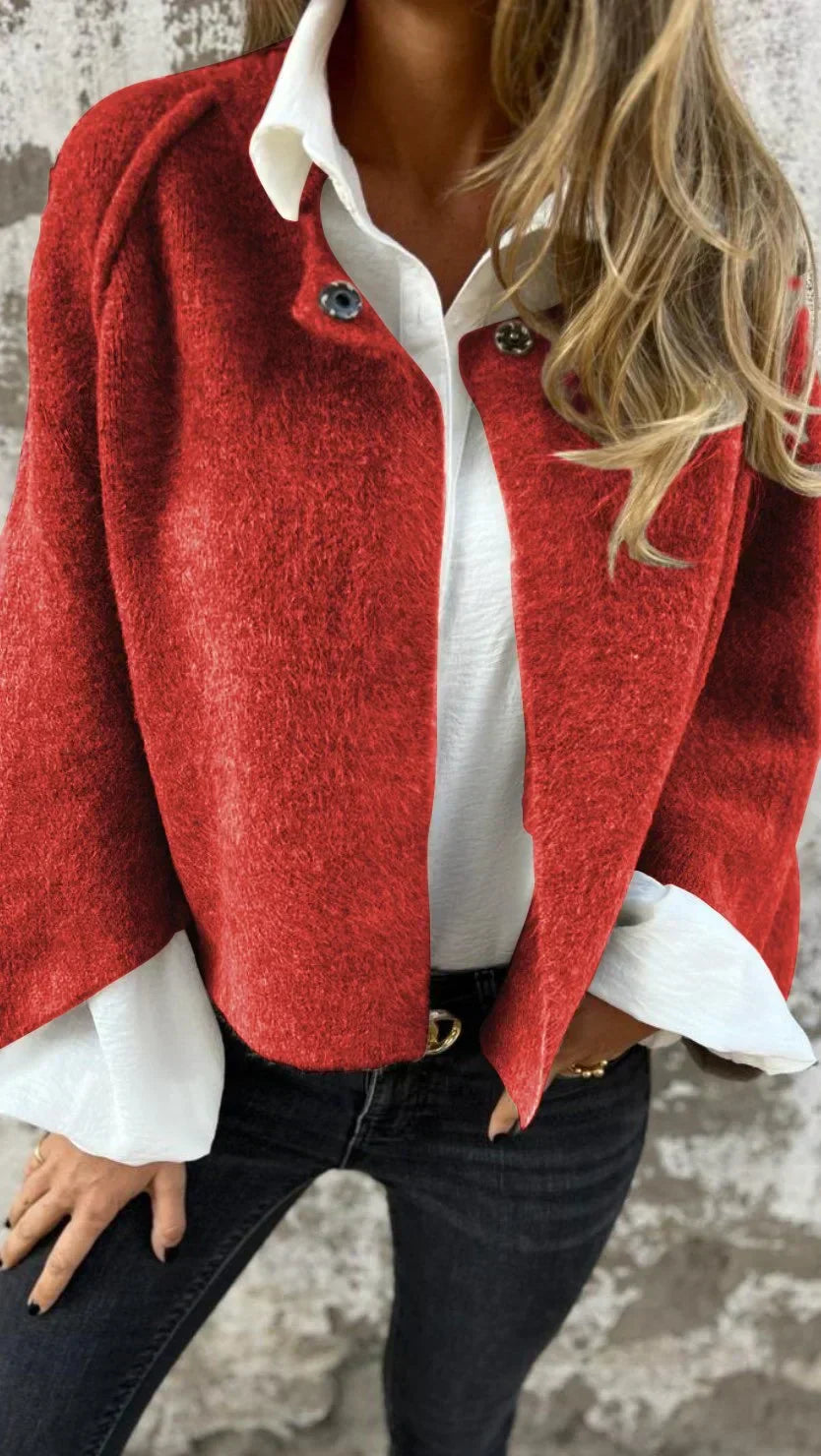 HAZEL - Wool Coat With Round Neck And Long Sleeves