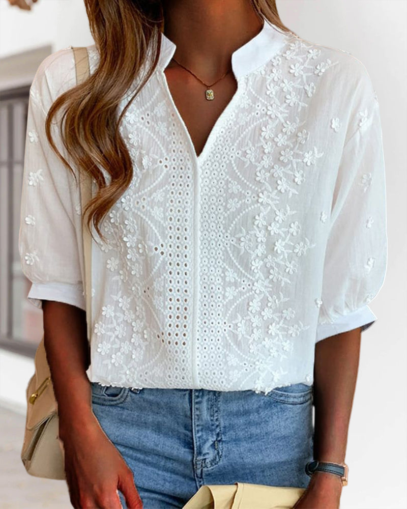 Nina | Elegant White Blouse with Puff Sleeves