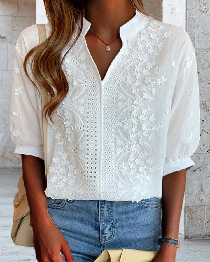 Nina | Elegant White Blouse with Puff Sleeves