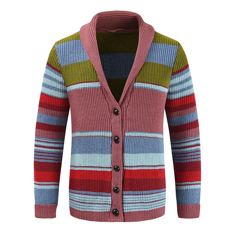 Colorblock Lapel Sweater Jacket