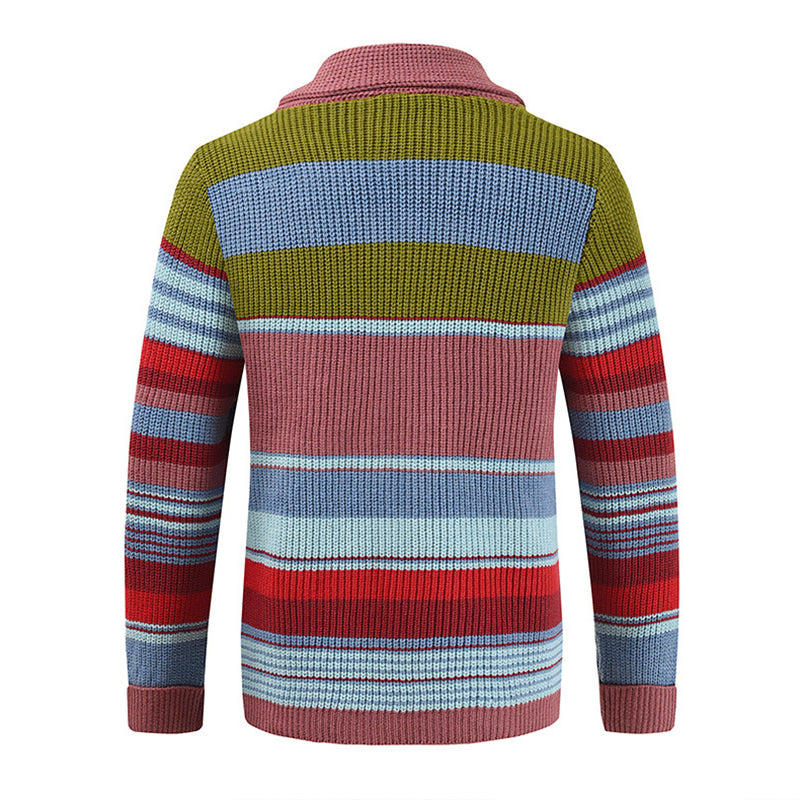 Colorblock Lapel Sweater Jacket