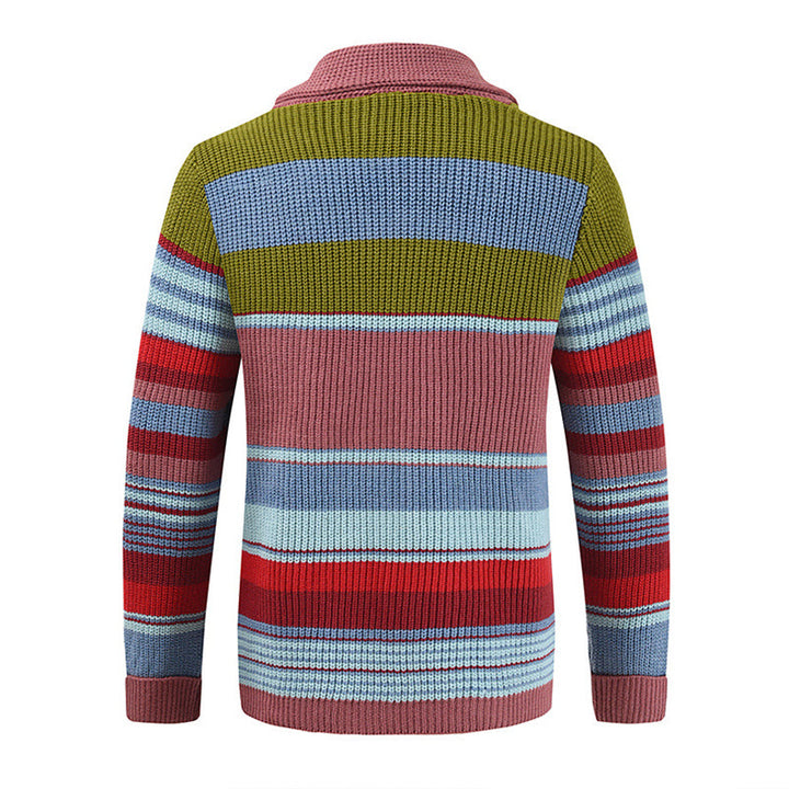 Colorblock Lapel Sweater Jacket
