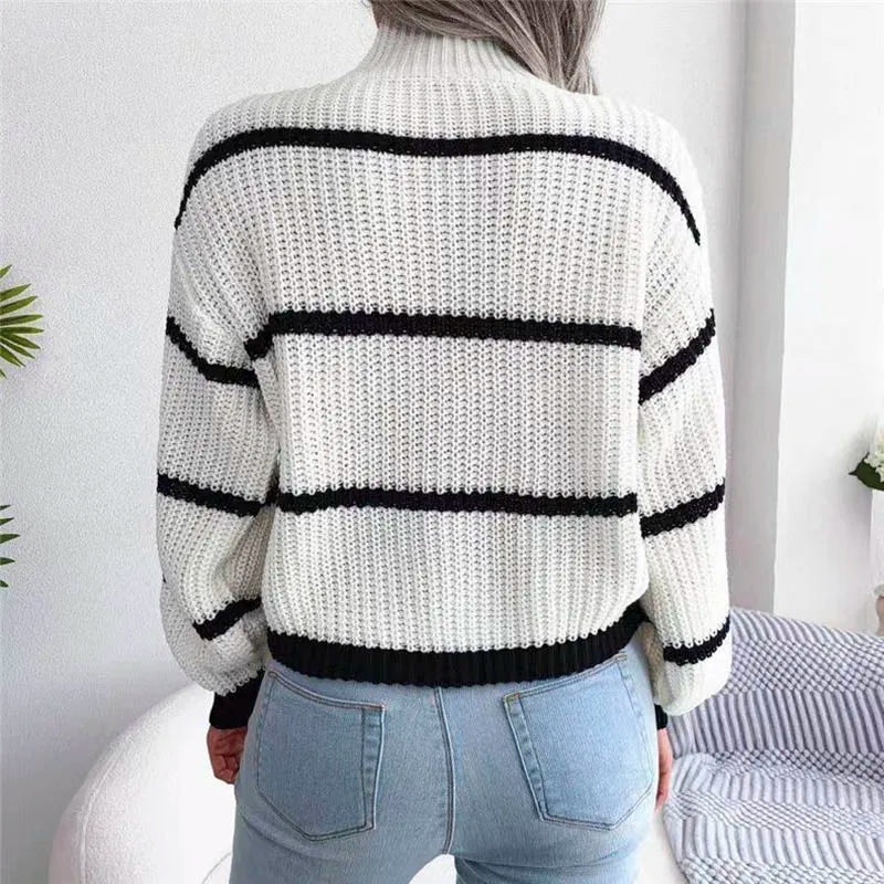 Amelia High-Neck Knit Sweater