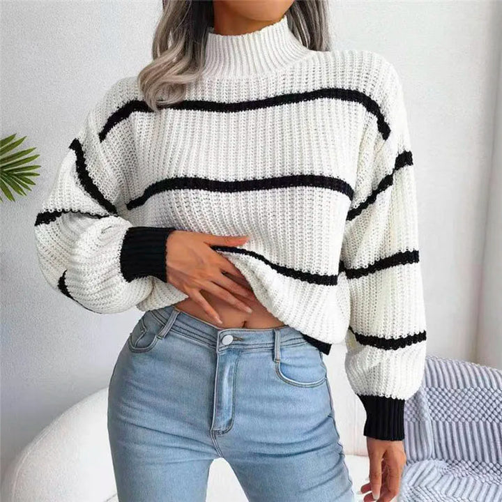 Amelia High-Neck Knit Sweater