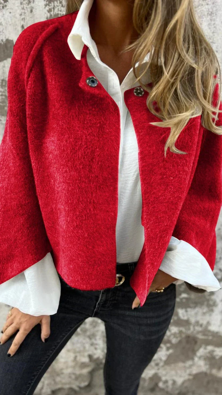 HAZEL - Wool Coat With Round Neck And Long Sleeves
