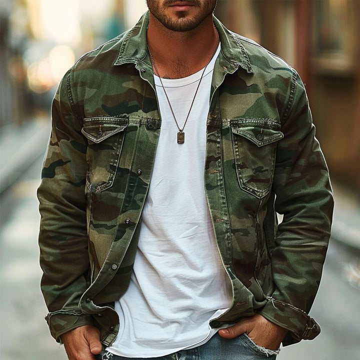 Men's Retro Camouflage Canvas Lapel Jacket