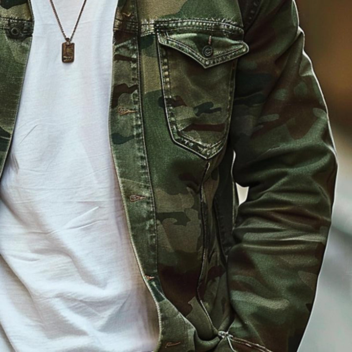 Men's Retro Camouflage Canvas Lapel Jacket