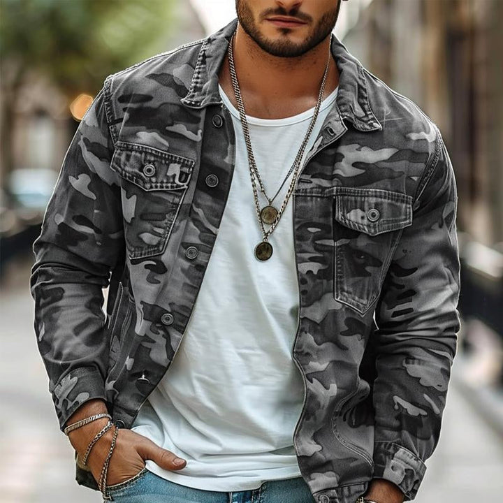 Men's Retro Camouflage Canvas Lapel Jacket