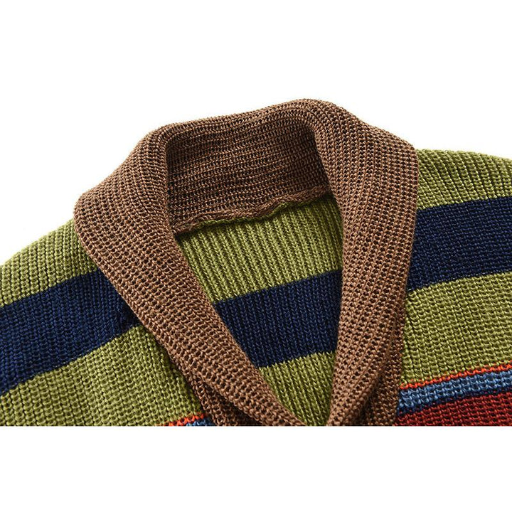 Colorblock Lapel Sweater Jacket