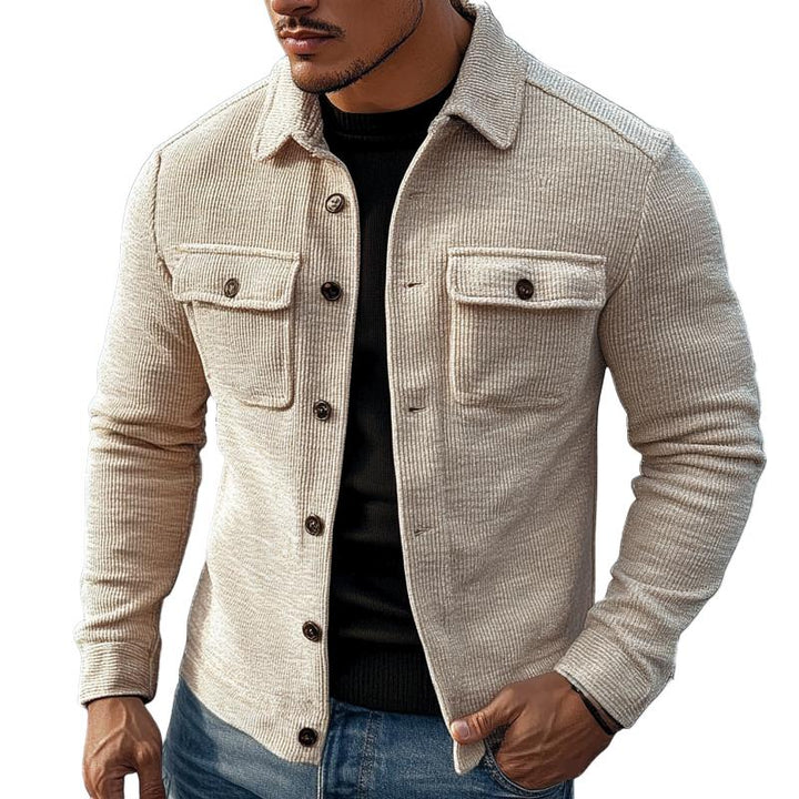 Men's Retro Striped Textured Lapel Jacket