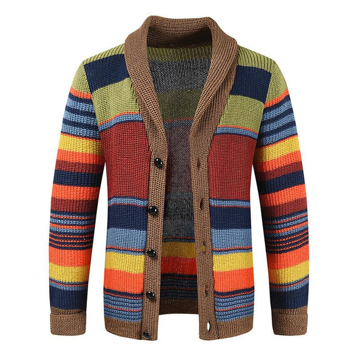 Colorblock Lapel Sweater Jacket