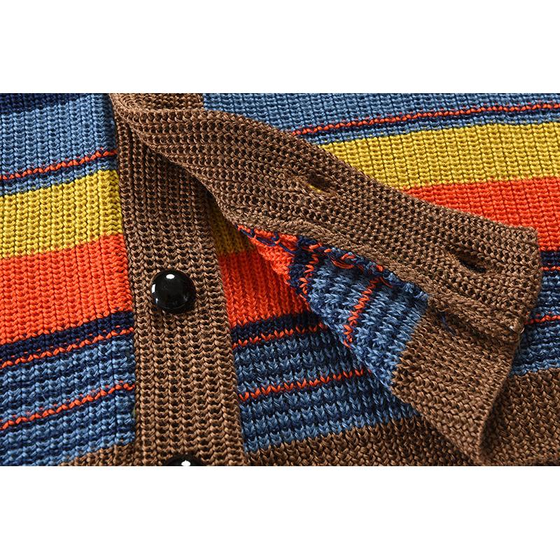 Colorblock Lapel Sweater Jacket