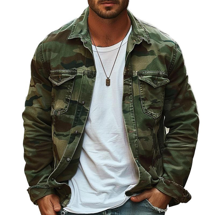 Men's Retro Camouflage Canvas Lapel Jacket