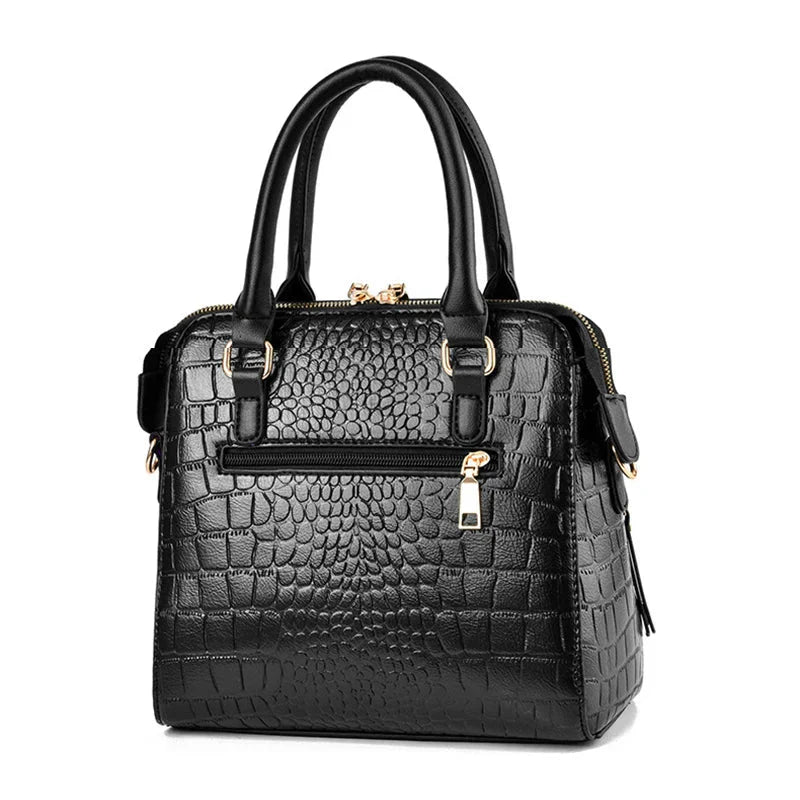 Crocodile-Embossed Vegan Leather Bag