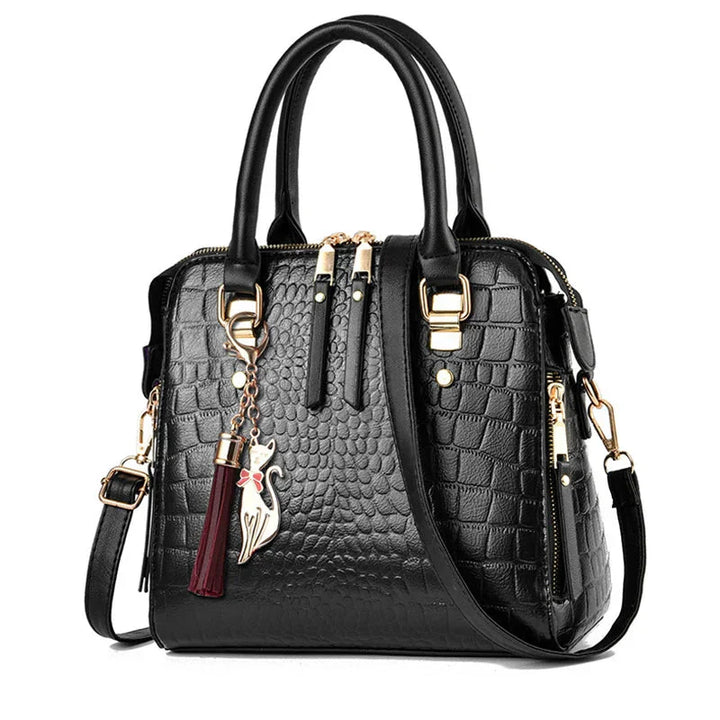 Crocodile-Embossed Vegan Leather Bag