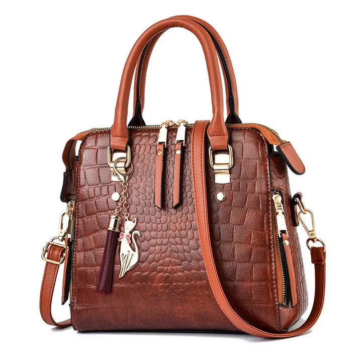 Crocodile-Embossed Vegan Leather Bag