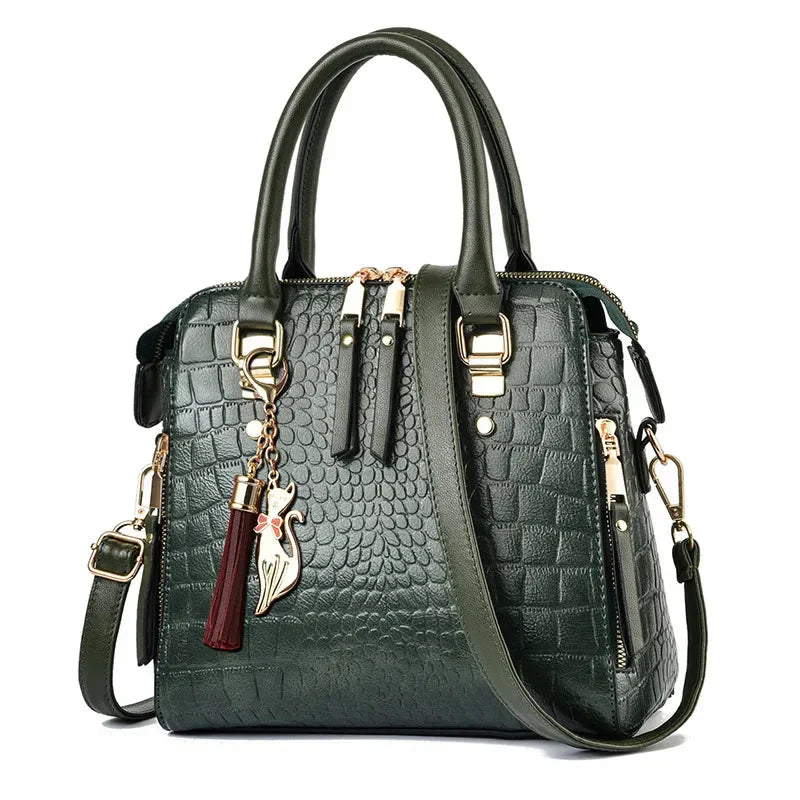 Crocodile-Embossed Vegan Leather Bag