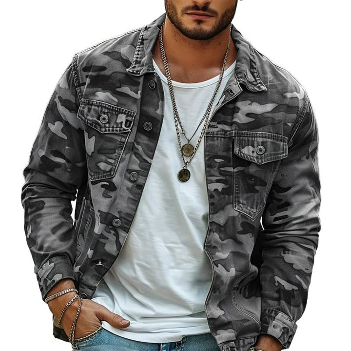 Men's Retro Camouflage Canvas Lapel Jacket