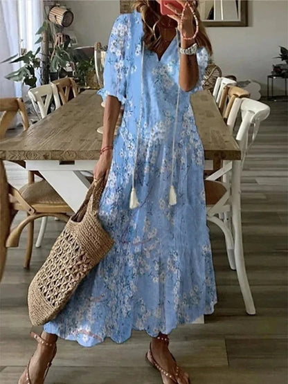 Sophia | Boho Vintage V-Neck Summer Dress