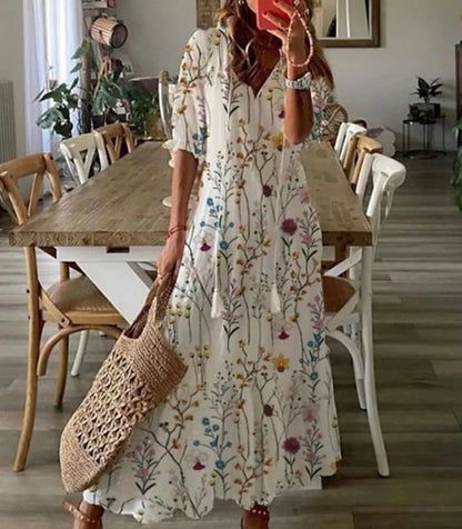 Sophia | Boho Vintage V-Neck Summer Dress
