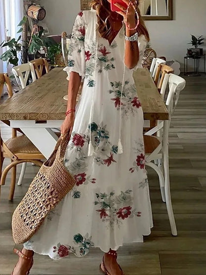 Sophia | Boho Vintage V-Neck Summer Dress